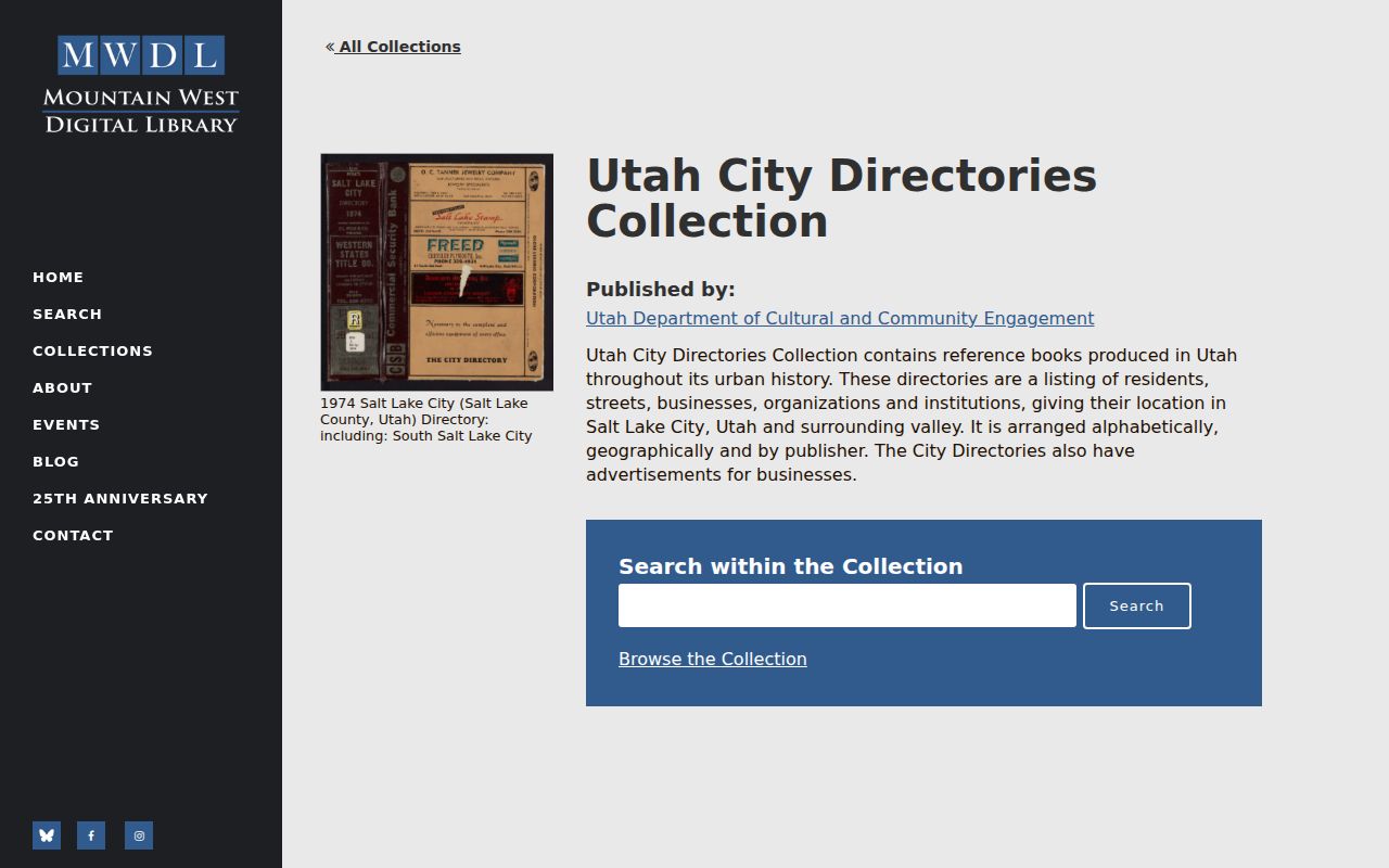 Taylorsville city directory search in the Utah digitized city directories collection