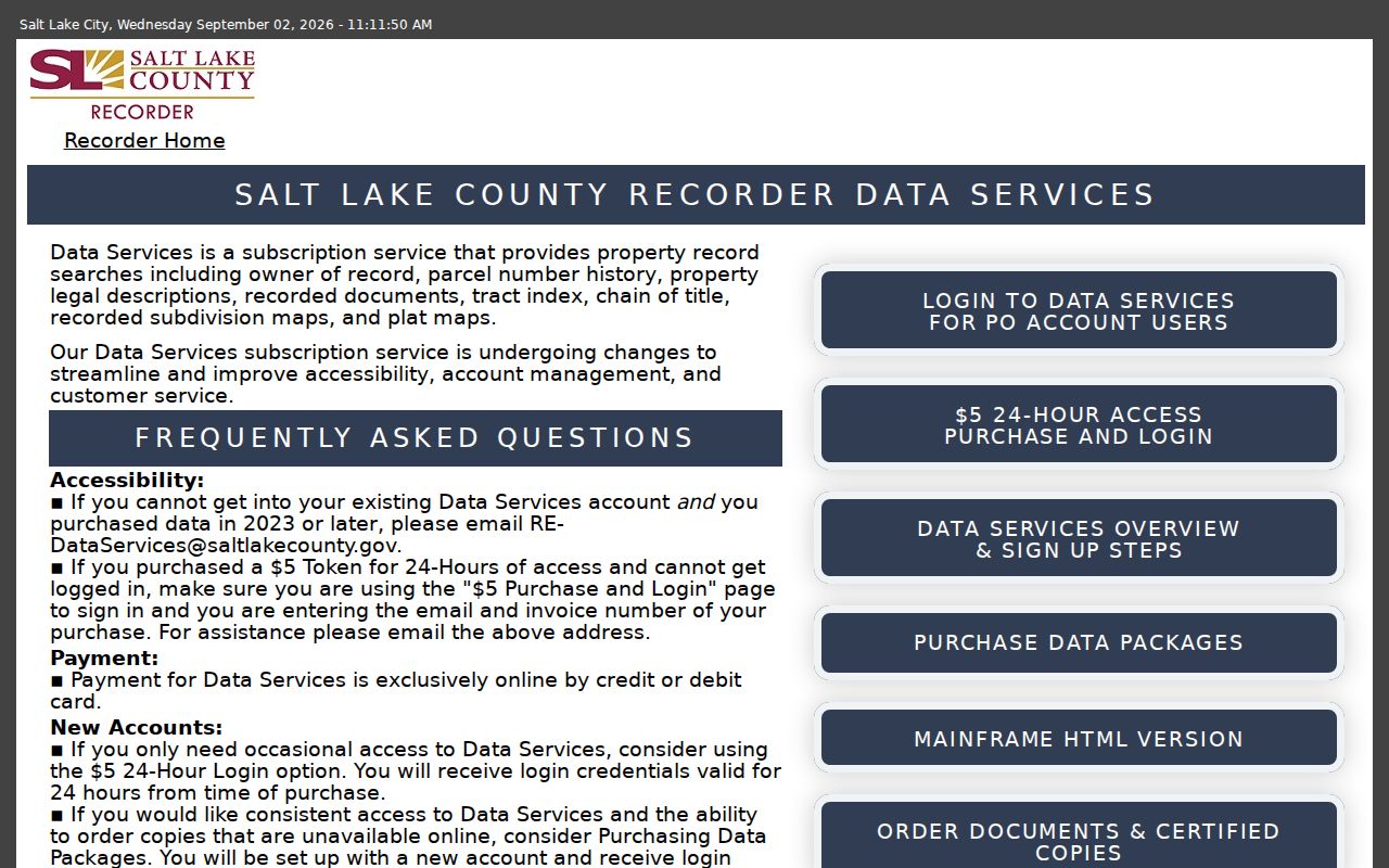 Taylorsville street directory Recorder Data Services